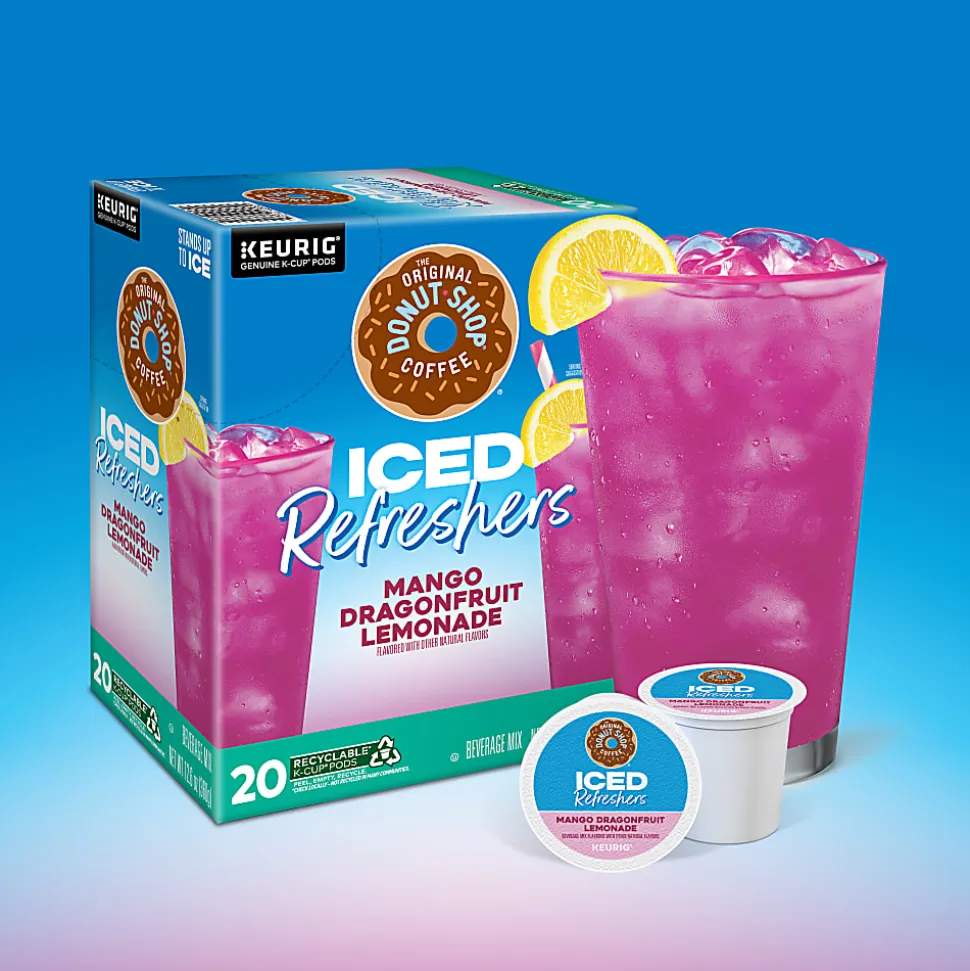 The Original Donut Shop Iced Refreshers Keurig Single Serve K-Cup Pods, Mango Dragonfruit Lemonade, 20 Pods Per Pack, Case Of 4 Packs