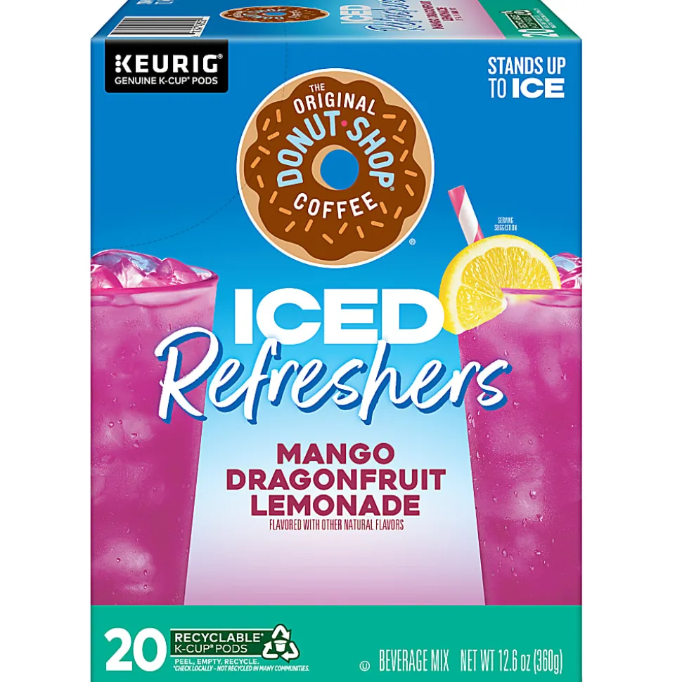 The Original Donut Shop Iced Refreshers Keurig Single Serve K-Cup Pods, Mango Dragonfruit Lemonade, 20 Pods Per Pack, Case Of 4 Packs