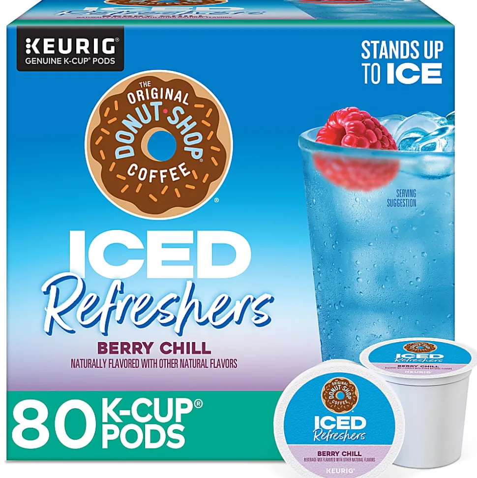 The Original Donut Shop Iced Refreshers, Berry Chill, Brew Over Ice Single Serve Keurig K-Cup Pods, 80 Count (4 Packs of 20)