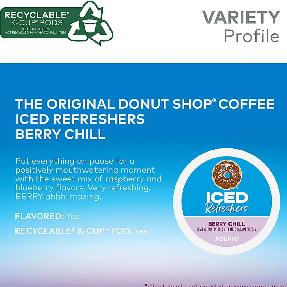 The Original Donut Shop Iced Refreshers, Berry Chill, Brew Over Ice Single Serve Keurig K-Cup Pods, 80 Count (4 Packs of 20)