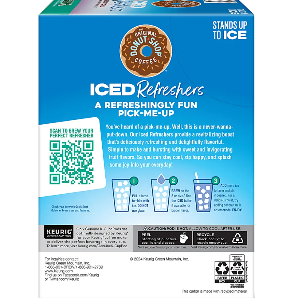 The Original Donut Shop Iced Refreshers, Berry Chill, Brew Over Ice Single Serve Keurig K-Cup Pods, 80 Count (4 Packs of 20)