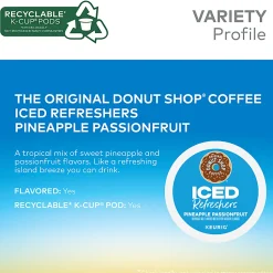 The Original Donut Shop Iced Refreshers, Pineapple Passionfruit Flavor, Box of 20 K-Cup® Pods