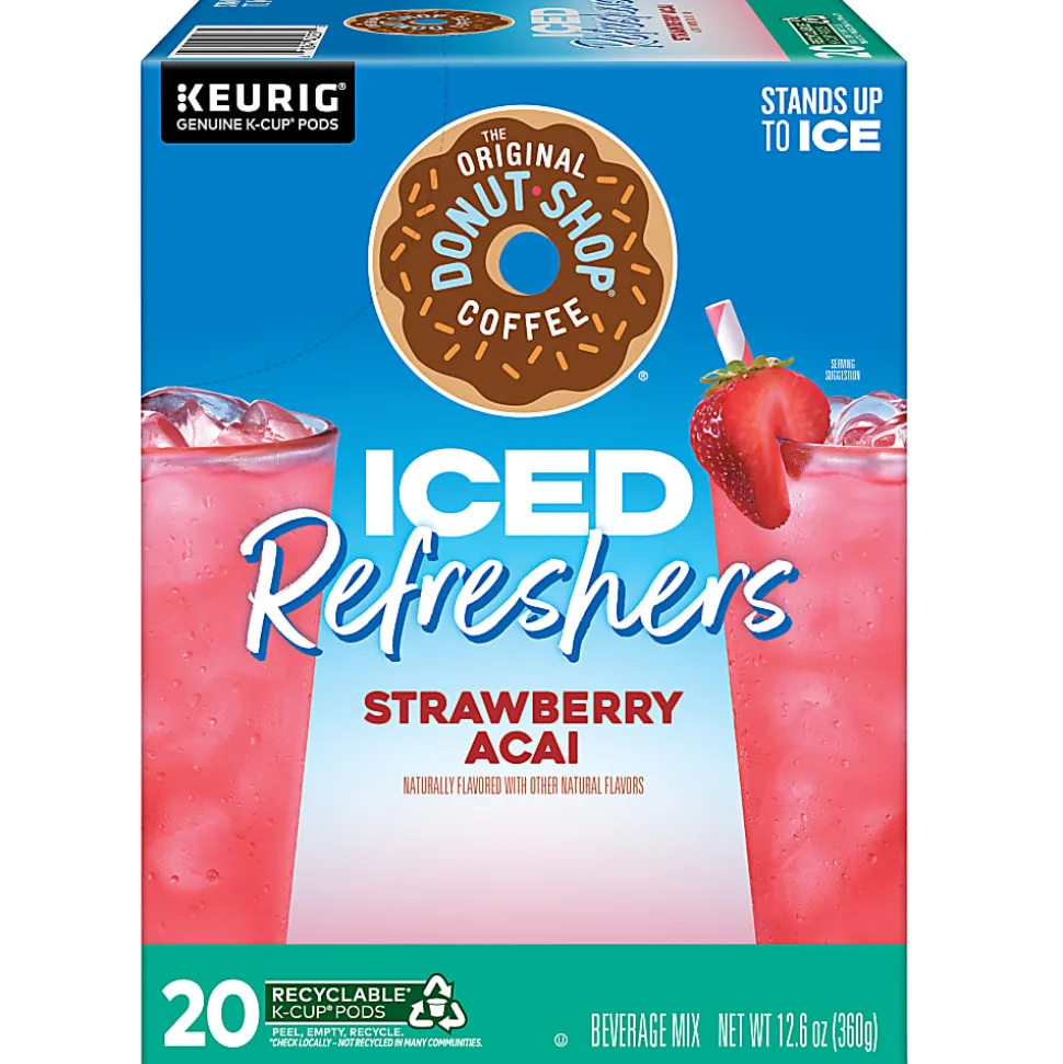 The Original Donut Shop Iced Refreshers, Strawberry Açaí Flavor, Keurig Single Serve K-Cup Pods, Box of 20 K-Cup® Pods