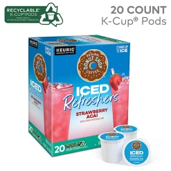 The Original Donut Shop Iced Refreshers, Strawberry Açaí Flavor, Keurig Single Serve K-Cup Pods, Box of 20 K-Cup® Pods