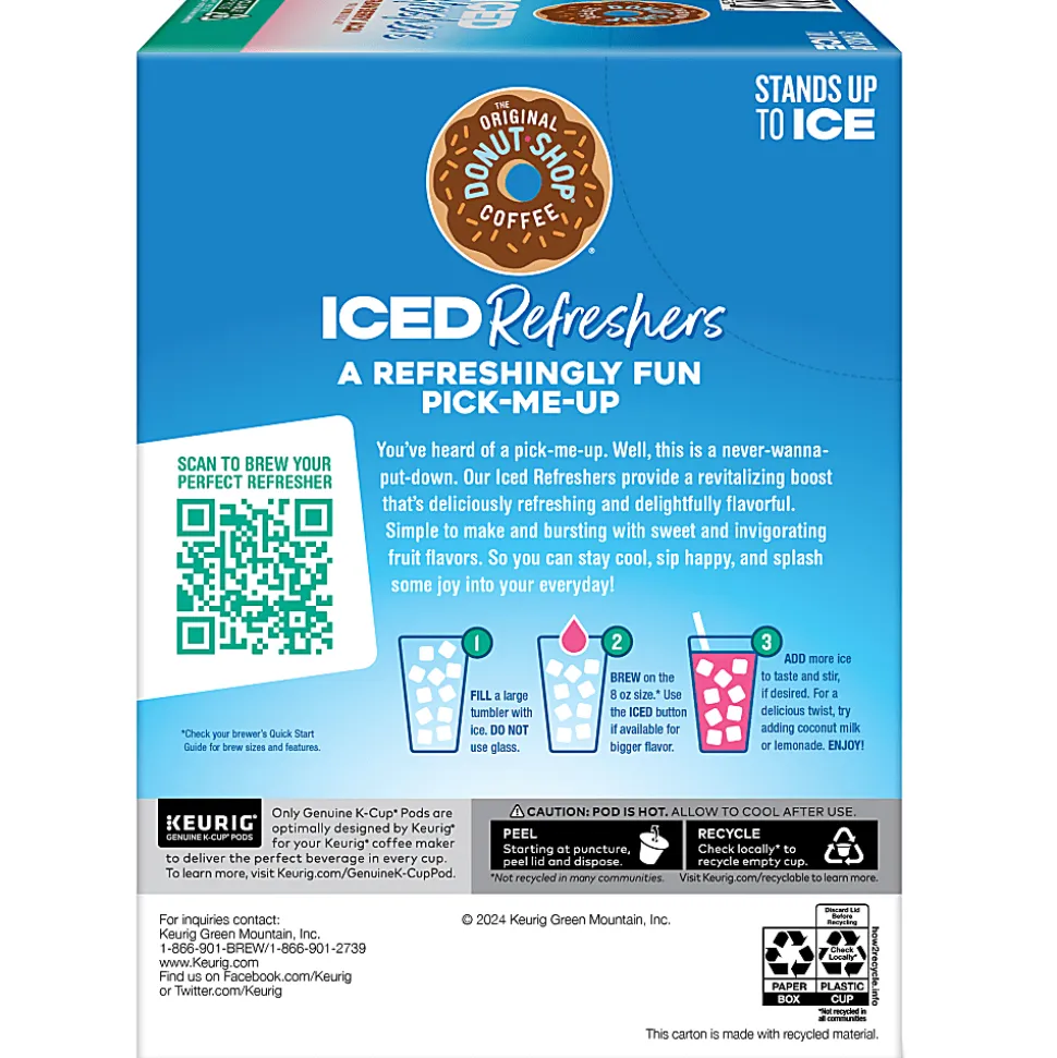 The Original Donut Shop Iced Refreshers, Strawberry Açaí Flavor, Keurig Single Serve K-Cup Pods, Box of 20 K-Cup® Pods