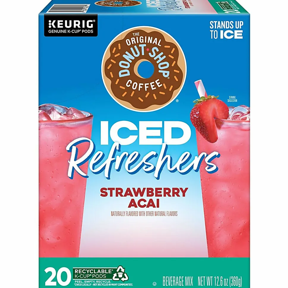 The Original Donut Shop Iced Refreshers, Strawberry Açaí Flavor, Keurig Single Serve K-Cup Pods, Box of 20 K-Cup® Pods