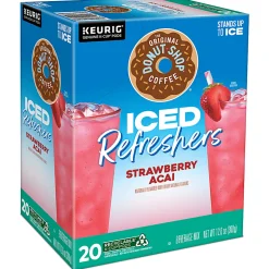 The Original Donut Shop Iced Refreshers, Strawberry Açaí Flavor, Keurig Single Serve K-Cup Pods, Box of 20 K-Cup® Pods