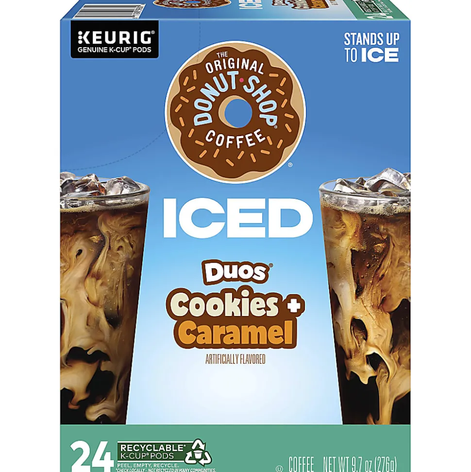 The Original Donut Shop® K-Cup Iced Duos Cookies & Caramel Medium Roast Coffee K-Cups, Box Of 24 K-Cups