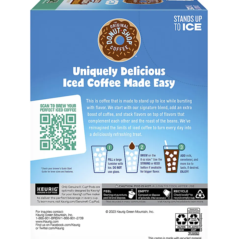 The Original Donut Shop® K-Cup Iced Duos Cookies & Caramel Medium Roast Coffee K-Cups, Box Of 24 K-Cups