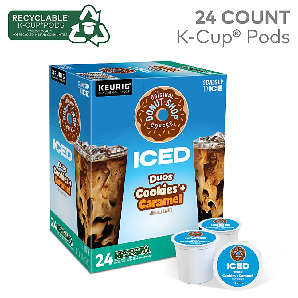 The Original Donut Shop® K-Cup Iced Duos Cookies & Caramel Medium Roast Coffee K-Cups, Box Of 24 K-Cups