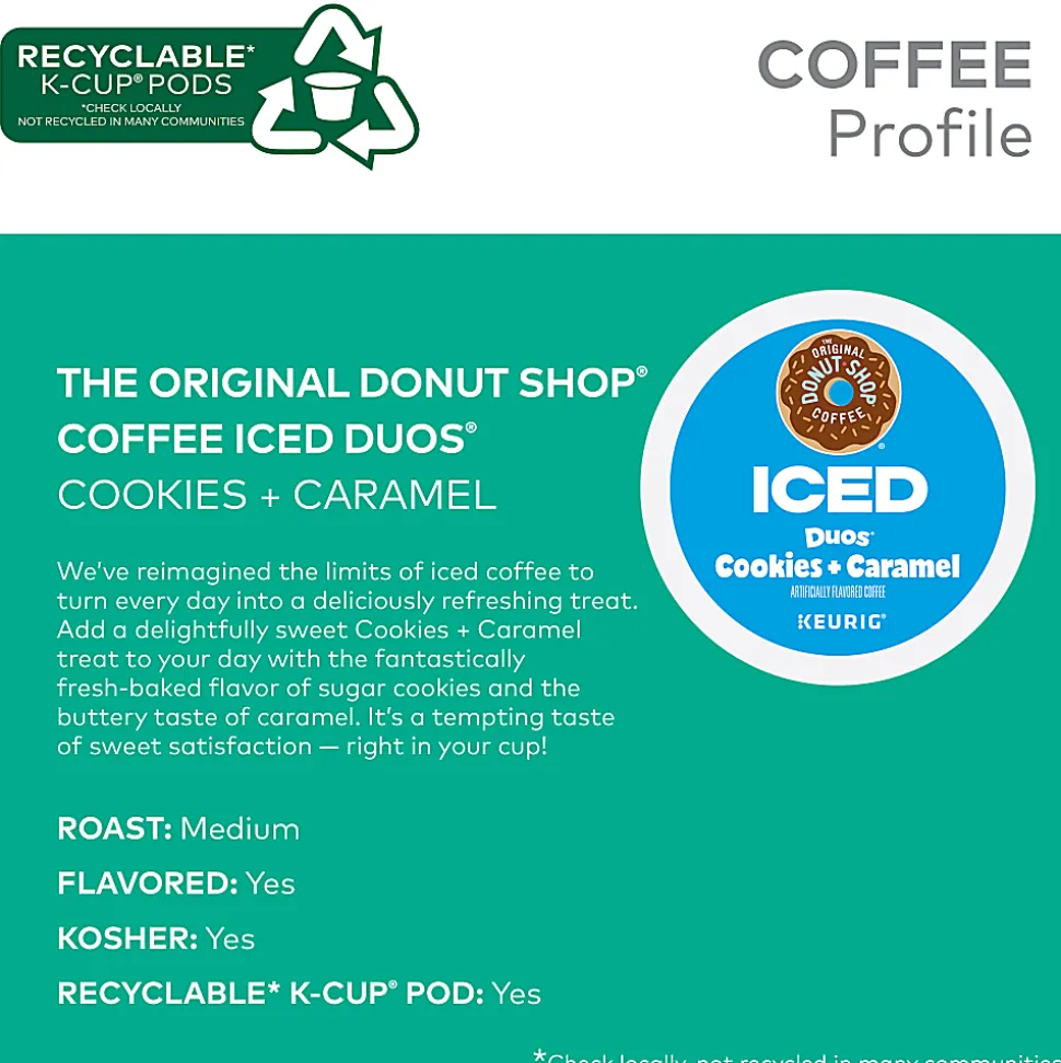 The Original Donut Shop® K-Cup Iced Duos Cookies & Caramel Medium Roast Coffee K-Cups, Box Of 24 K-Cups