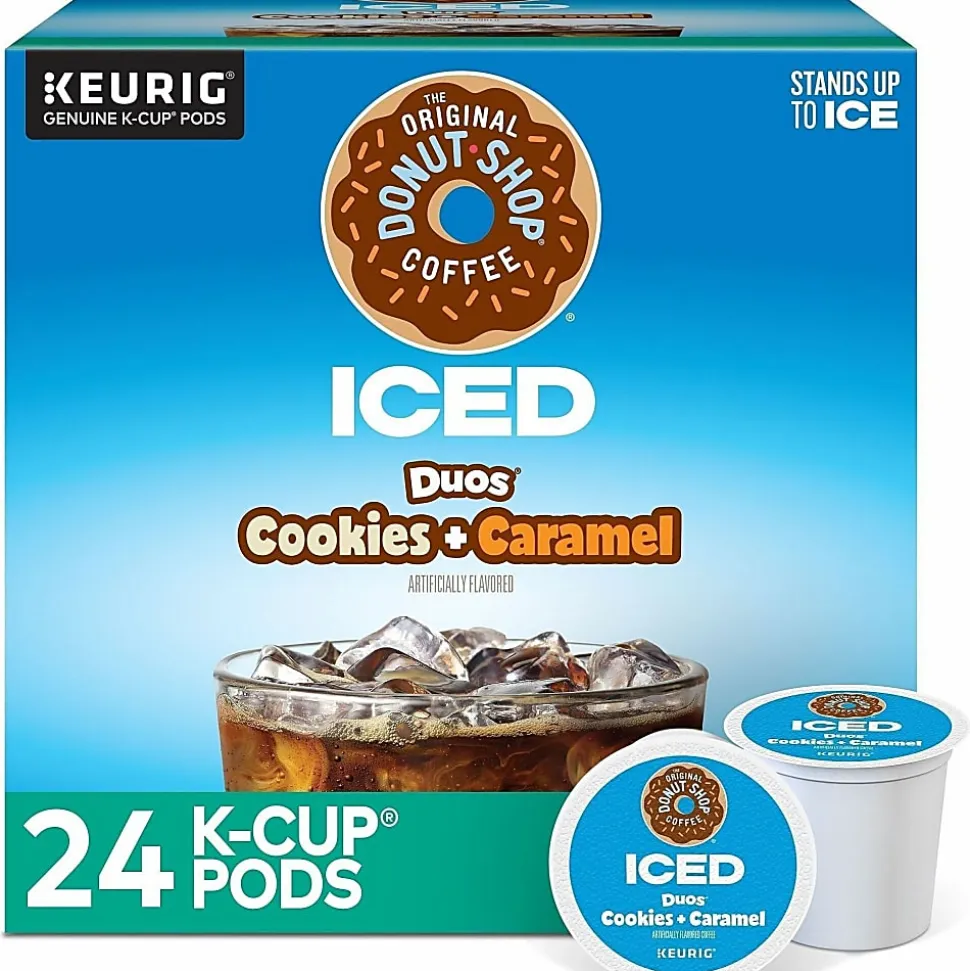 The Original Donut Shop® K-Cup Iced Duos Cookies & Caramel Medium Roast Coffee K-Cups, Box Of 24 K-Cups