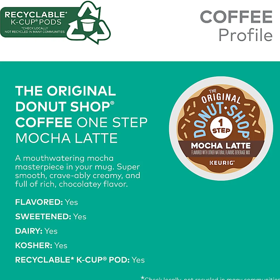 The Original Donut Shop One Step Mocha Latte Keurig Single-Serve K-Cup Pods, 20 Pods Per Pack, Case Of 4 Packs