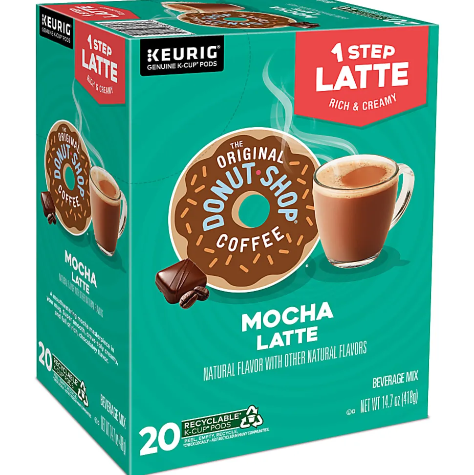 The Original Donut Shop One Step Mocha Latte Keurig Single-Serve K-Cup Pods, 20 Pods Per Pack, Case Of 4 Packs