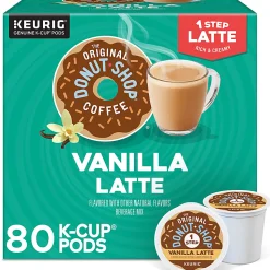 The Original Donut Shop One Step Vanilla Latte Keurig Single-Serve Coffee K-Cup Pods, 20 Pods Per Pack, Case Of 4 Packs