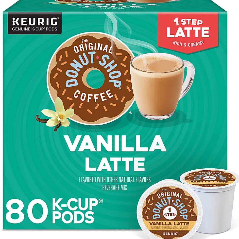 The Original Donut Shop One Step Vanilla Latte Keurig Single-Serve Coffee K-Cup Pods, 20 Pods Per Pack, Case Of 4 Packs