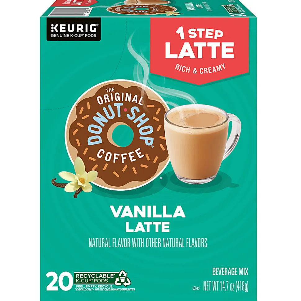 The Original Donut Shop One Step Vanilla Latte Keurig Single-Serve Coffee K-Cup Pods, 20 Pods Per Pack, Case Of 4 Packs