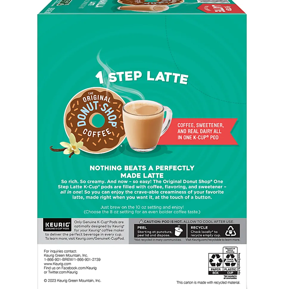The Original Donut Shop One Step Vanilla Latte Keurig Single-Serve Coffee K-Cup Pods, 20 Pods Per Pack, Case Of 4 Packs