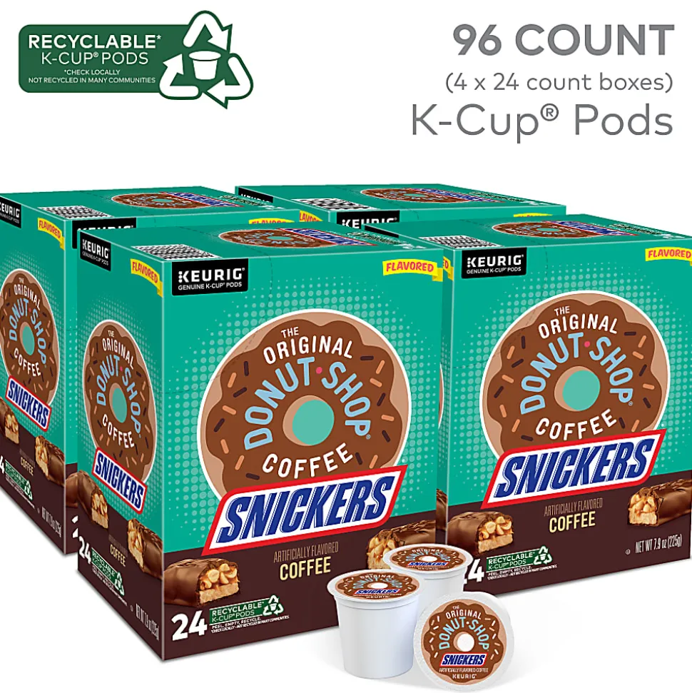 The Original Donut Shop Snickers Coffee Keurig Single Serve K-Cup Pods, 24 Pods Per Pack, Case Of 4 Packs