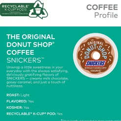 The Original Donut Shop Snickers Coffee Keurig Single Serve K-Cup Pods, 24 Pods Per Pack, Case Of 4 Packs