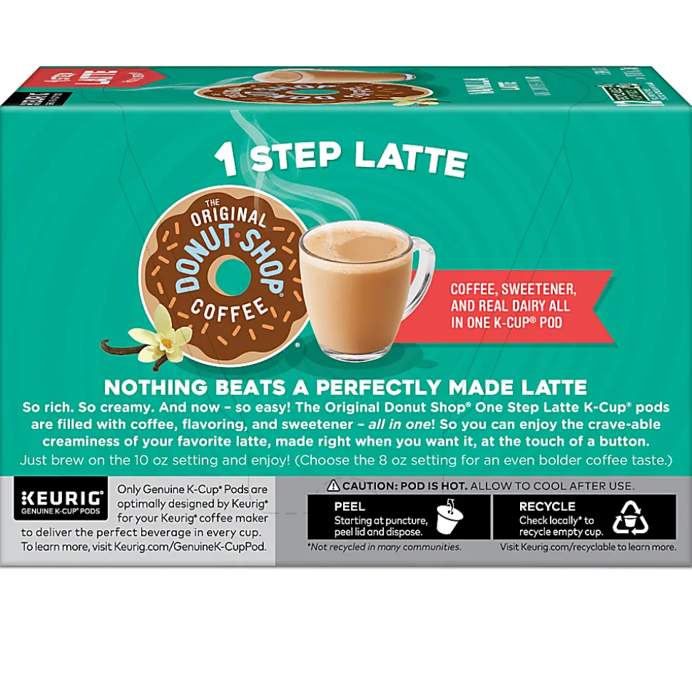 The Original Donut Shop Vanilla Latte Single Serve Coffee K-Cup Pods, Pack Of 10 Pods