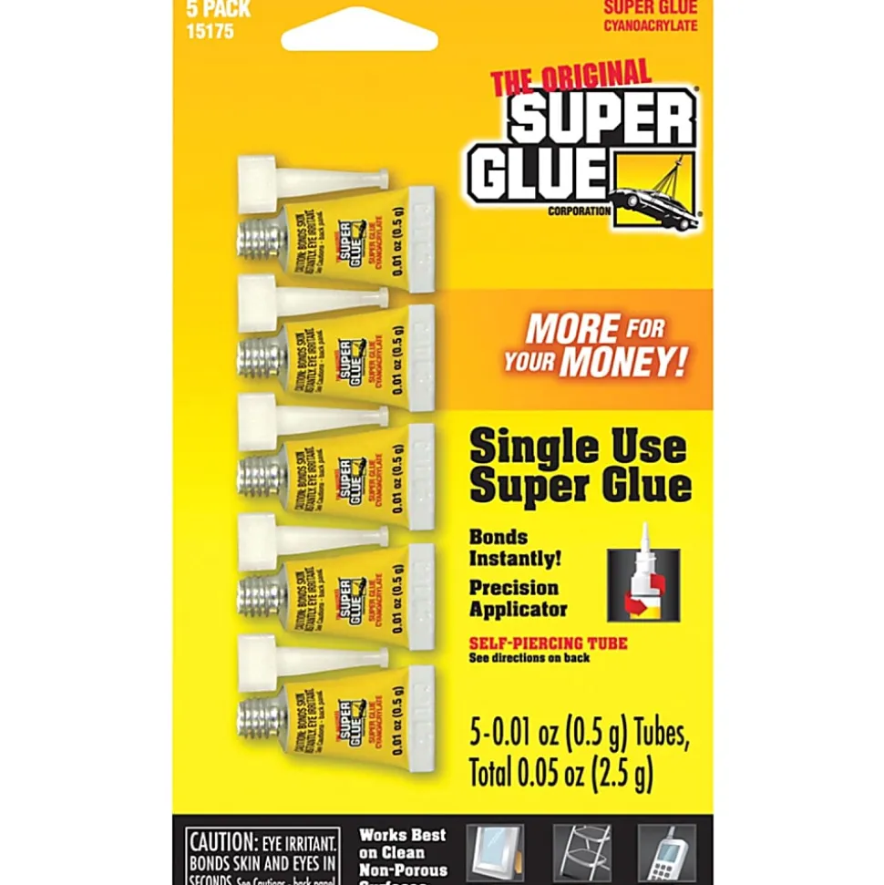 The Original Super Glue Instant Adhesive Mini Tubes 0.02 oz 5 / Pack