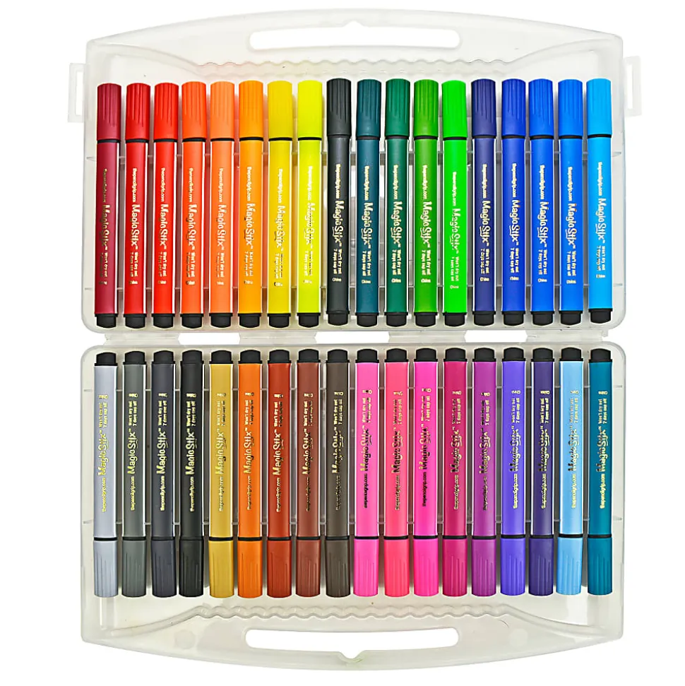 The Pencil Grip Magic Stix Triangular Markers, Bullet Point, Assorted Colors, 36 Markers Per Pack, Set Of 2 Packs