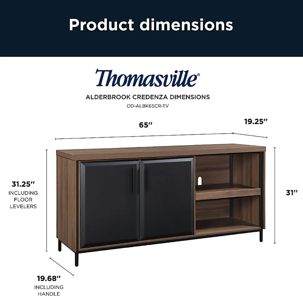 Thomasville Alderbrook 65"W Credenza, Walnut/Matte Black