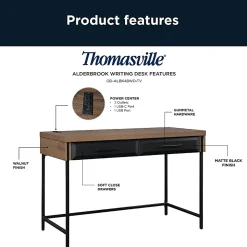 Thomasville Alderbrook 48"W Writing Desk, Walnut/Matte Black