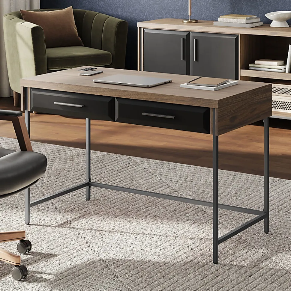 Thomasville Alderbrook 48"W Writing Desk, Walnut/Matte Black
