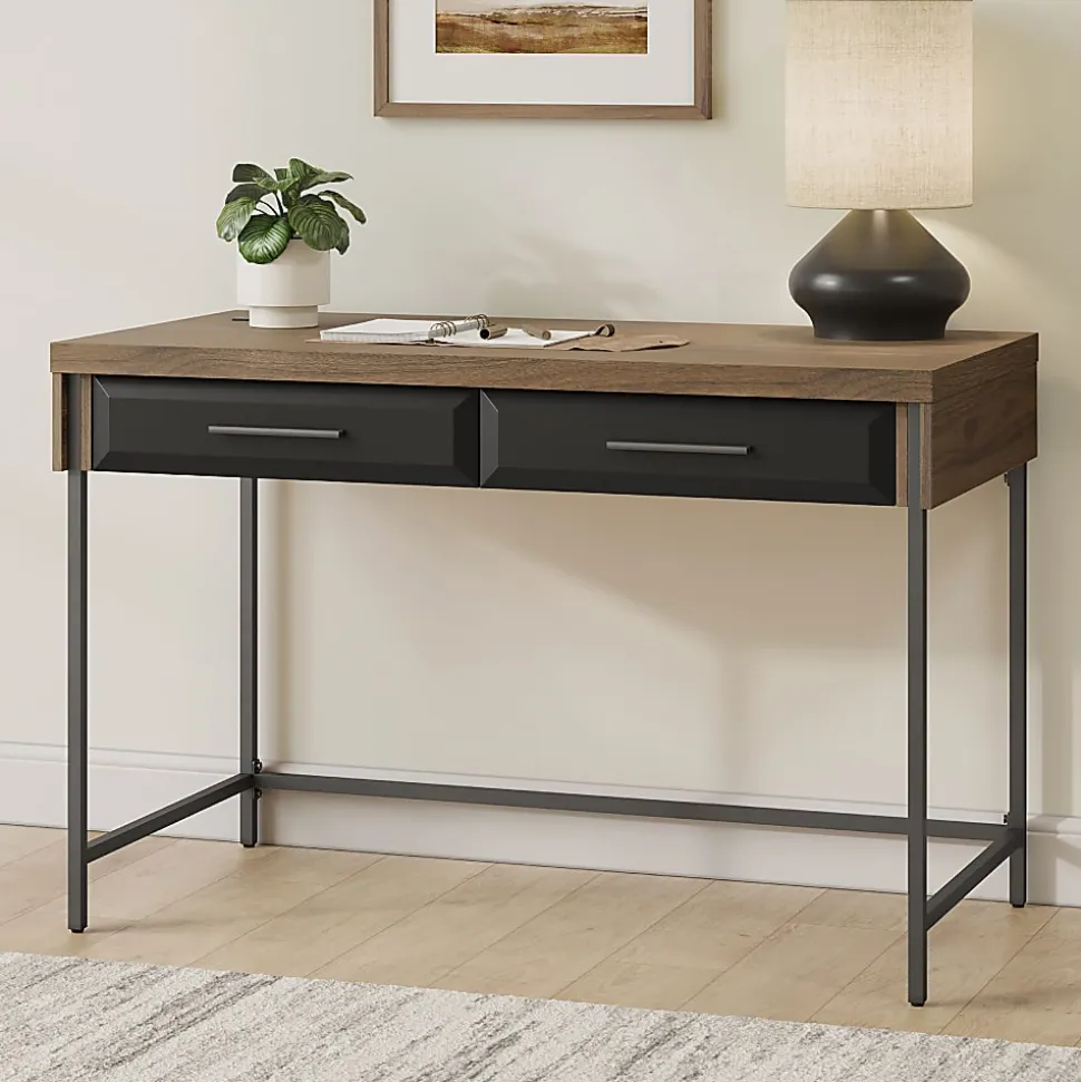 Thomasville Alderbrook 48"W Writing Desk, Walnut/Matte Black