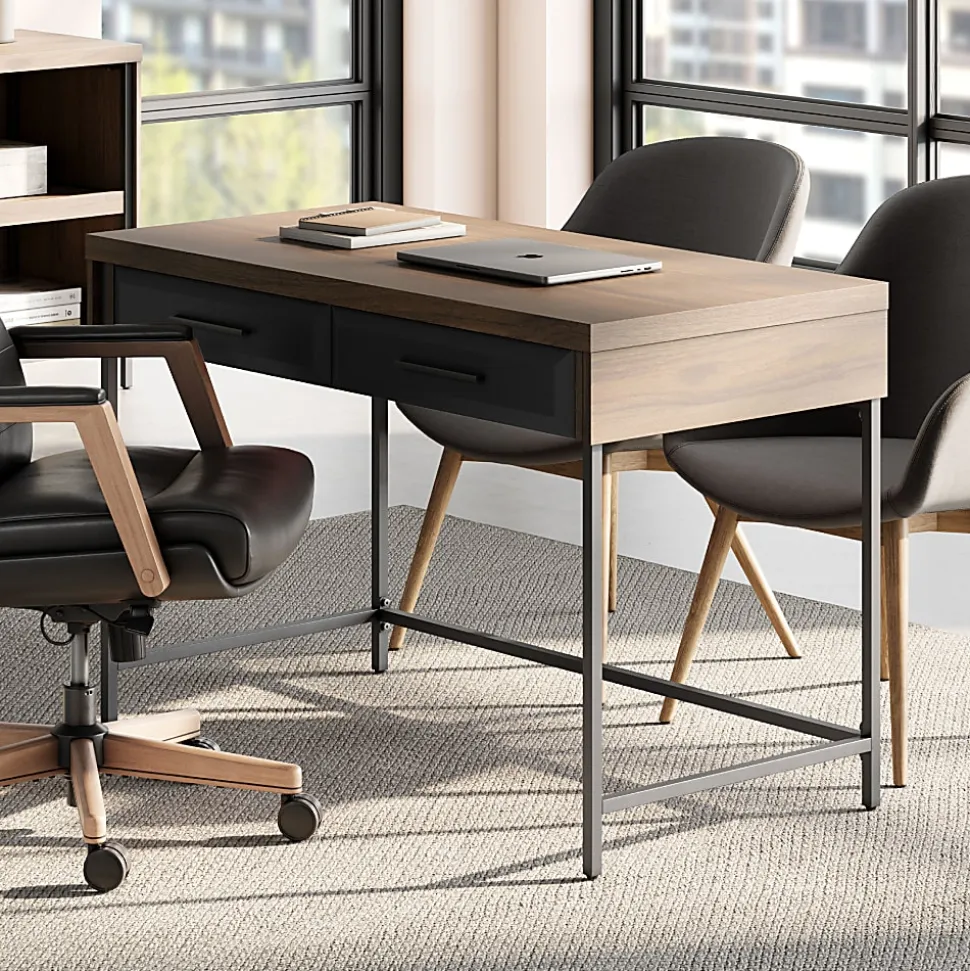 Thomasville Alderbrook 48"W Writing Desk, Walnut/Matte Black