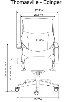 Thomasville® Edinger Ergonomic Bonded Leather Big & Tall High-Back Chair, Brown