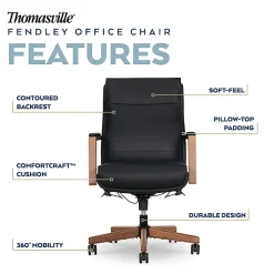 Thomasville® Fendley Ergonomic Vegan Leather Mid-Back Office Chair, Black/Brown