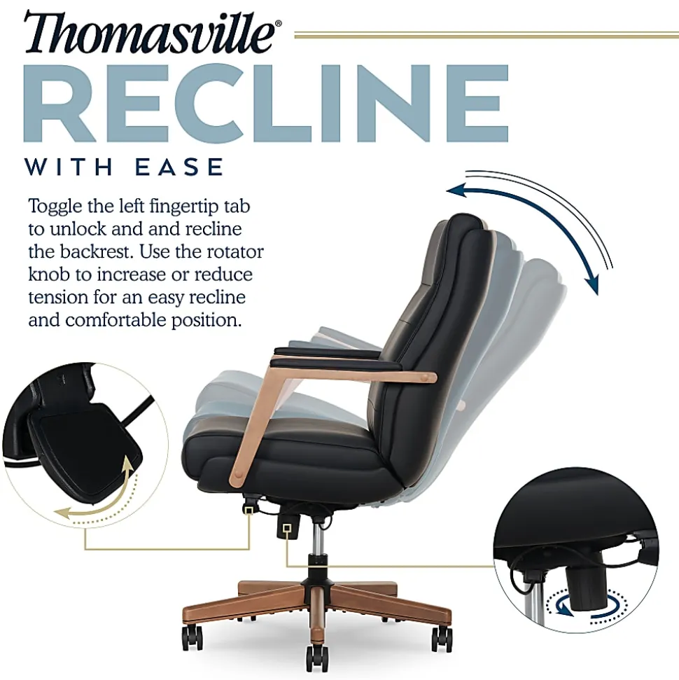 Thomasville® Fendley Ergonomic Vegan Leather Mid-Back Office Chair, Black/Brown