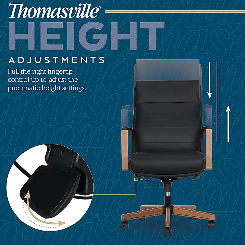 Thomasville® Fendley Ergonomic Vegan Leather Mid-Back Office Chair, Black/Brown