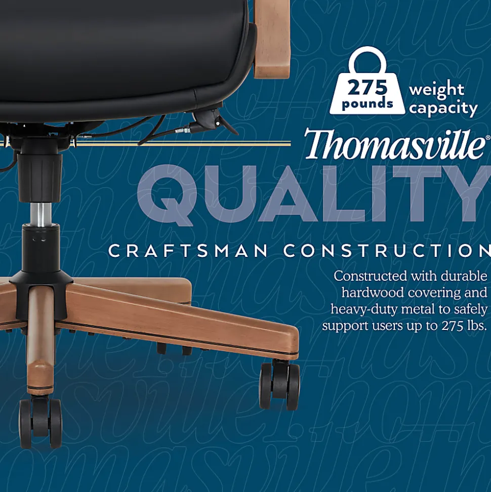 Thomasville® Fendley Ergonomic Vegan Leather Mid-Back Office Chair, Black/Brown