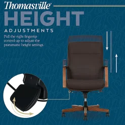 Thomasville Fendley Ergonomic Faux Leather Mid-Back Office Chair, Dark Brown