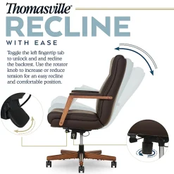 Thomasville Fendley Ergonomic Faux Leather Mid-Back Office Chair, Dark Brown