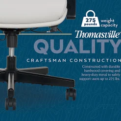 Thomasville Fendley Ergonomic Faux Leather Mid-Back Office Chair, Off-White