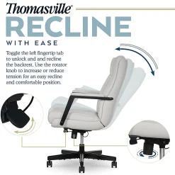 Thomasville Fendley Ergonomic Faux Leather Mid-Back Office Chair, Off-White