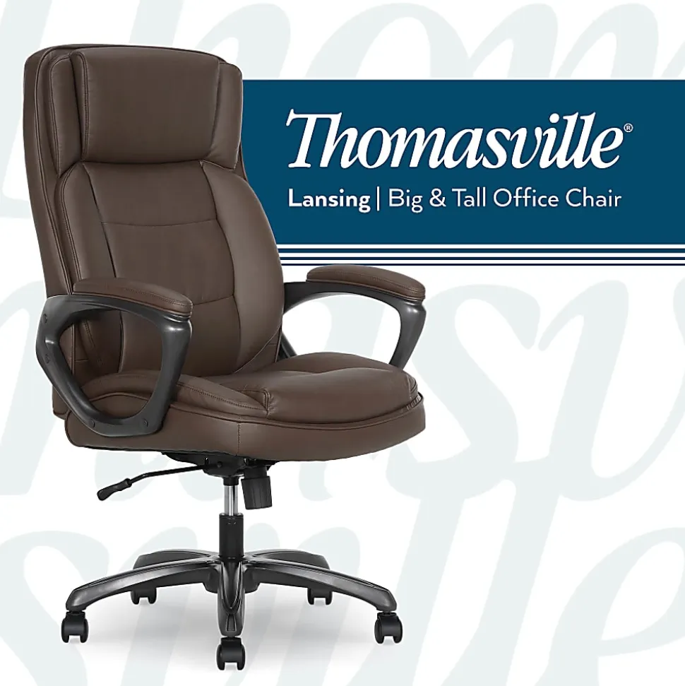 Thomasville® Lansing Ergonomic High-Back Faux Leather Big & Tall Executive Office Chair, Dark Brown