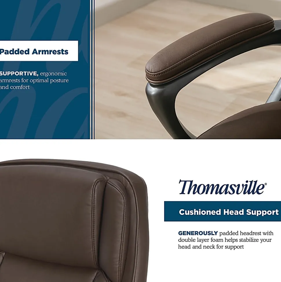 Thomasville® Lansing Ergonomic High-Back Faux Leather Big & Tall Executive Office Chair, Dark Brown