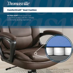 Thomasville® Lansing Ergonomic High-Back Faux Leather Big & Tall Executive Office Chair, Dark Brown