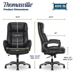 Thomasville® Lansing Ergonomic High-Back Faux Leather Big & Tall Office Chair, Black