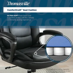 Thomasville® Lansing Ergonomic High-Back Faux Leather Big & Tall Office Chair, Black
