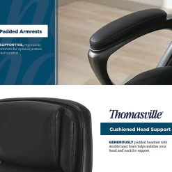 Thomasville® Lansing Ergonomic High-Back Faux Leather Big & Tall Office Chair, Black