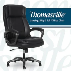Thomasville® Lansing Ergonomic High-Back Faux Leather Big & Tall Office Chair, Black
