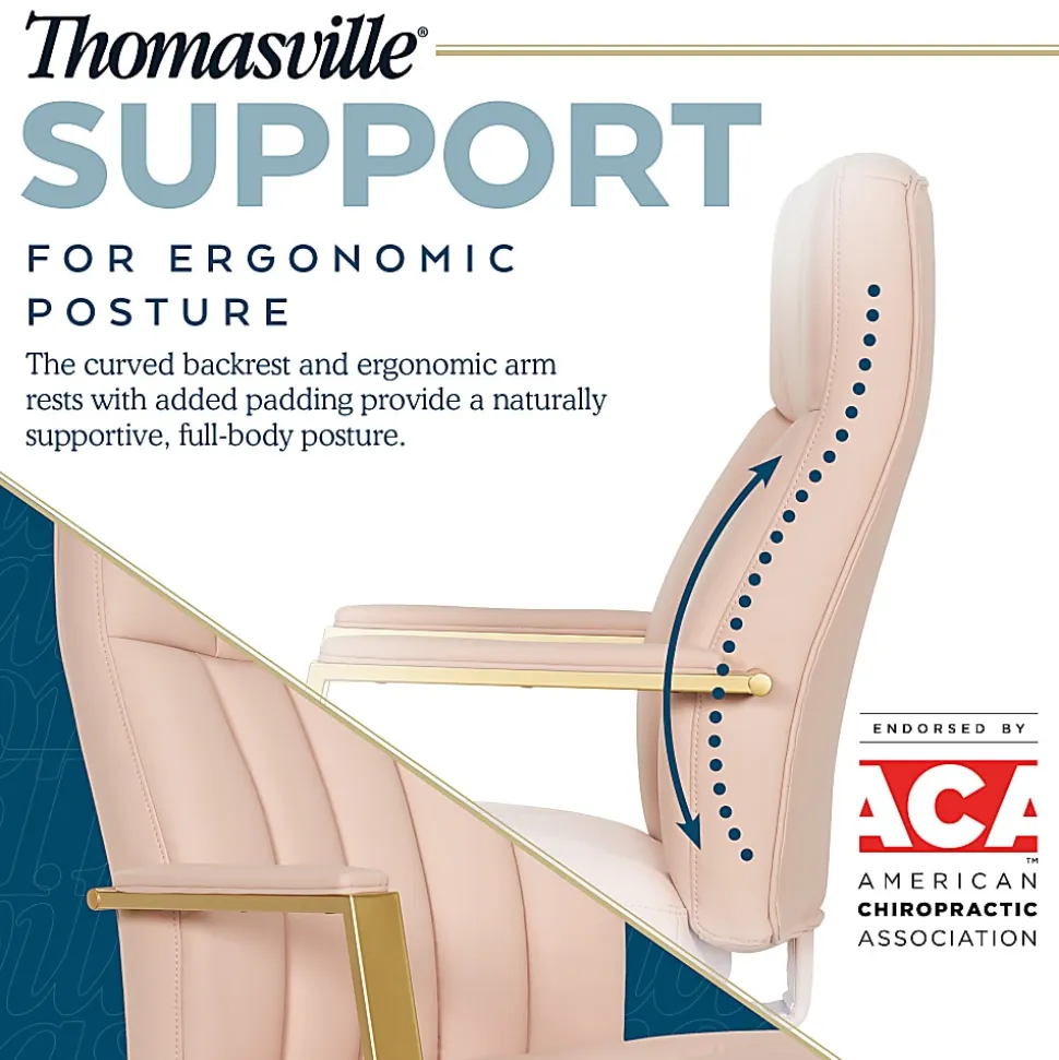 Thomasville Lyndale Ergonomic Faux Leather Mid-Back Office Chair, Blush
