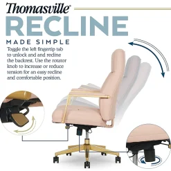 Thomasville Lyndale Ergonomic Faux Leather Mid-Back Office Chair, Blush